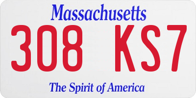 MA license plate 308KS7