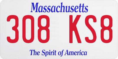 MA license plate 308KS8