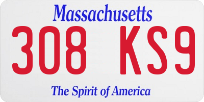 MA license plate 308KS9