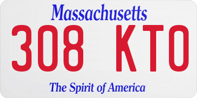 MA license plate 308KT0
