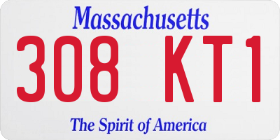 MA license plate 308KT1