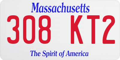 MA license plate 308KT2