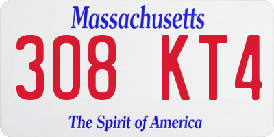 MA license plate 308KT4