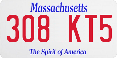 MA license plate 308KT5
