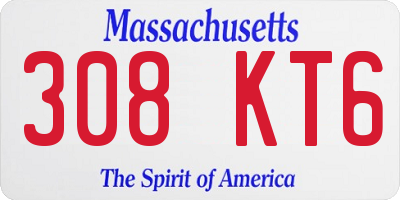 MA license plate 308KT6