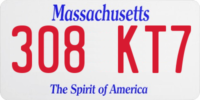 MA license plate 308KT7