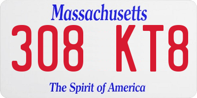 MA license plate 308KT8