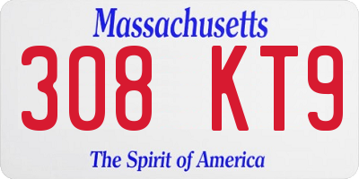 MA license plate 308KT9