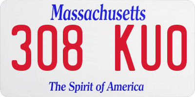MA license plate 308KU0