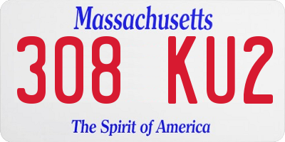 MA license plate 308KU2