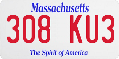 MA license plate 308KU3