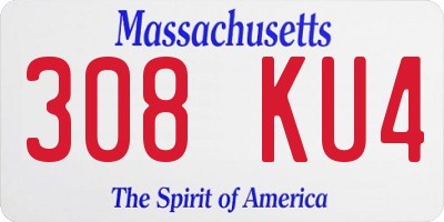 MA license plate 308KU4