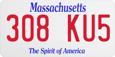 MA license plate 308KU5