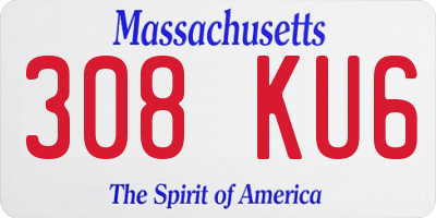 MA license plate 308KU6