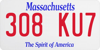 MA license plate 308KU7