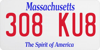 MA license plate 308KU8