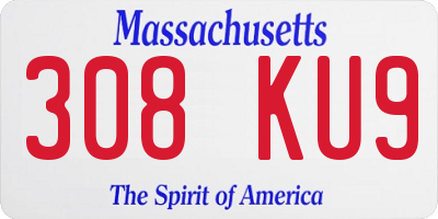 MA license plate 308KU9