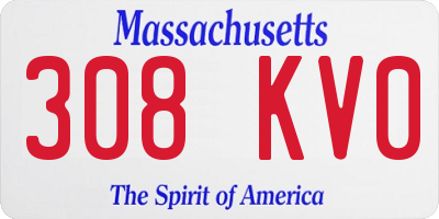 MA license plate 308KV0