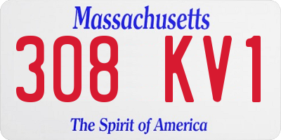 MA license plate 308KV1