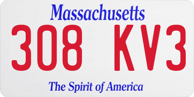 MA license plate 308KV3