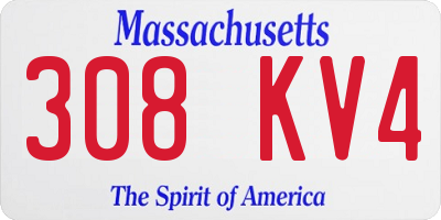 MA license plate 308KV4