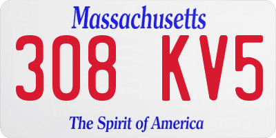 MA license plate 308KV5