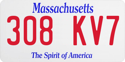 MA license plate 308KV7