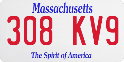 MA license plate 308KV9