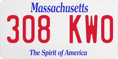 MA license plate 308KW0