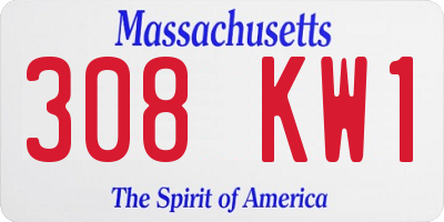 MA license plate 308KW1