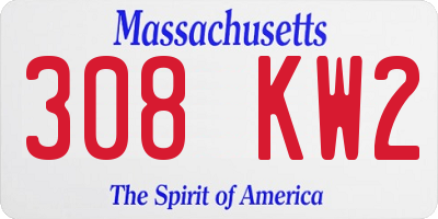MA license plate 308KW2