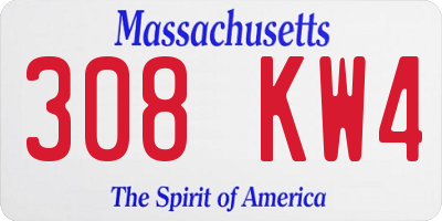MA license plate 308KW4