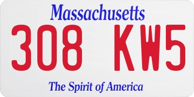 MA license plate 308KW5