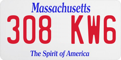 MA license plate 308KW6