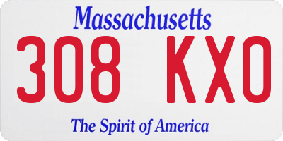 MA license plate 308KX0