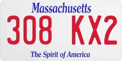 MA license plate 308KX2