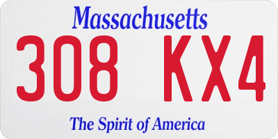 MA license plate 308KX4