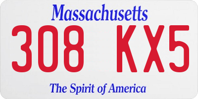 MA license plate 308KX5