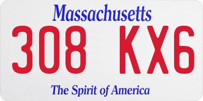 MA license plate 308KX6
