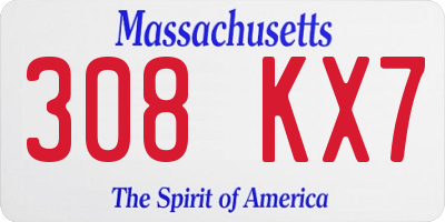 MA license plate 308KX7