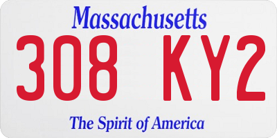 MA license plate 308KY2