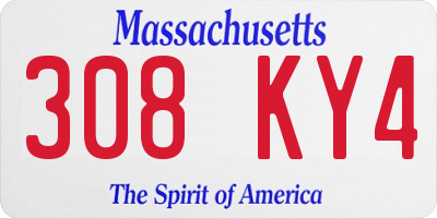MA license plate 308KY4