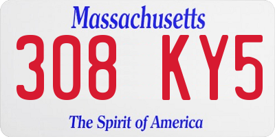 MA license plate 308KY5