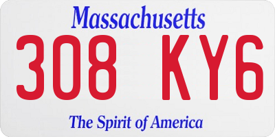 MA license plate 308KY6