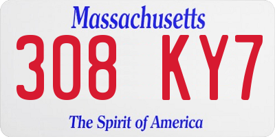 MA license plate 308KY7