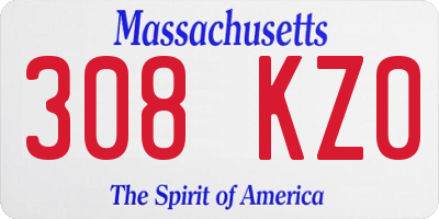 MA license plate 308KZ0