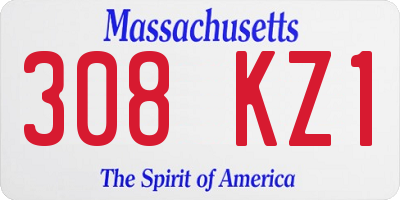 MA license plate 308KZ1