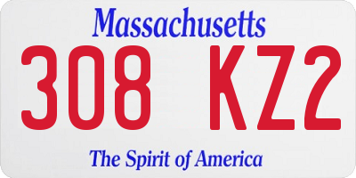 MA license plate 308KZ2