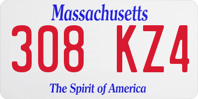 MA license plate 308KZ4