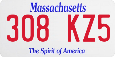 MA license plate 308KZ5